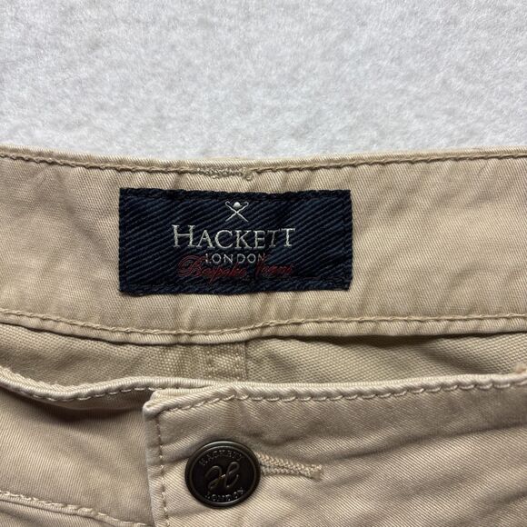Hackett London Pants Men’s 32 R Oatmeal Trinity 5 pocket Trousers Khaki Bespoke - Picture 2 of 6